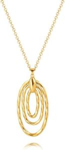 PEARLADA Statement Long Pendant Y Necklace, 18k Gold Twisted Circle Necklace for Sweater, Boho Simple Jewelry for Women Trendy