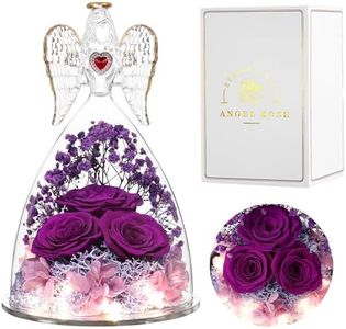Mothers Day Rose Gifts for Women,Preserved Flower Unique Three Roses, Angels Gifts for Her on Christmas,Valentines Day Birthday.Purple