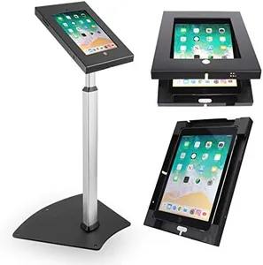 Pyle PSPADLK55 Tamper-Proof Anti-Theft iPad Kiosk Safe Security Public Floor Stand, Holder, Public Display Case with Adjustable Height & Cable Management for iPads 2/3/4/Air , Black