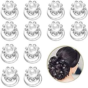 RY-EARL 12 pezzi di fermagli per capelli con perle a spirale a forma di fiore di cristallo, forcine per gioielli da sposa, spille per fermagli per capelli