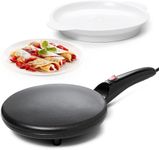 ROMILAS Electric Crepe Maker Pan with Batter Bowl, Non-Stick Griddle, Auto Temperature Control, Black