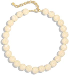 AGHTLZX White Chunky Bead Resin Necklace for Women - Elegant Statement Summer Beach Boho Jewelry with Large Round Beads, Classic Beaded Necklace for Everyday