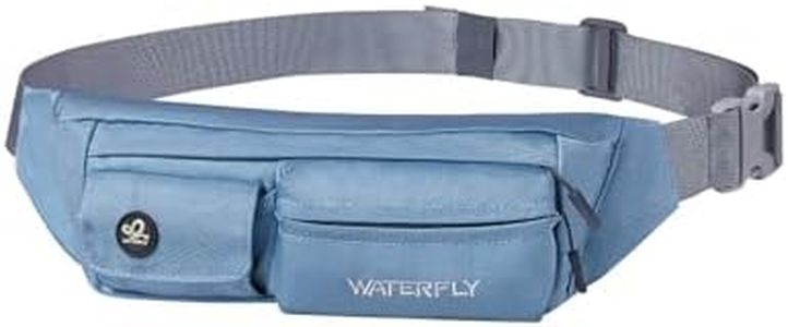 WATERFLY Fanny Pack for Women Men Water Resistant Small Waist Pouch Slim Belt Bag with 4 Pockets for Running Travelling Hiking Walking Lightweight Crossbody Chest Bag Fit All Phones