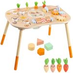 Sensory Table Wooden Activity Table for 1 Year Old Toddlers Activity Center 1-3 2 Baby Activity Table Kids Gift Game Wooden Montessori Table Shape Sorter Sensory Toys (Length*Height: 17"*11.8")