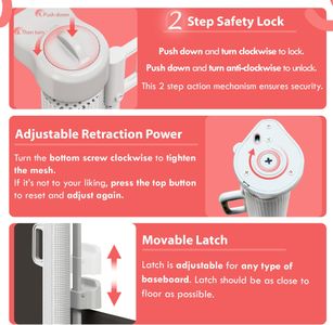 Dikots Retractable Stair Gate, White – Safety Barrier for Kids & Pets