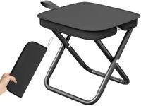 Jainav Enterprise Folding Stool Portable Mini Camping Stool with Carry Bag - Lightweight Foldable Outdoor Seat with Metal Frame and Fabric Top for Travel Fishing Hiking Garden Picnic (Black)