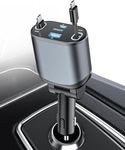 XWXELEC Retractable Car Charger 2 Lightning, Car Phone Fast Charger, Retractable Cablesand 2 USB Ports Car Charger Adapter Compatible with iPhone 14/13/12/X/XS/Pro/Pro Max/Min/Plus/iPad