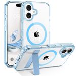 BENTOBEN for iPhone 16 Case with Invisible Kickstand, Clear iPhone 16 Magnetic Case [Compatible with MagSafe] Slim Stand Shockproof Women Men Girls Protective Phone Case Cover for iPhone 16 6.1",Blue