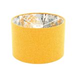 Yellow LAMPSHADE Handmade in UK Silver Birch Tree Lampshade Mustard Lampshade Gorgeous Linen Fabric Yellow Drum Vintage Retro Lamp Shade