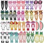 inSowni 40 Pack 2" Metal Snap Hair Clips Non Slip Barrettes Pins Animal Fruit Accessories for Baby Girl Toddlers Fine Thick Hair (40PCS S1)