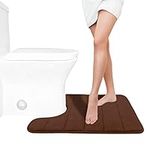 Yimobra Memory Foam Toilet Bath Mat U-Shaped, Soft and Comfortable, Super Water Absorbent, Non-Slip, Machine Wash and Easy to Dry for Bathroom Commode Contour Rug, 24 X 20 Inches, Brown