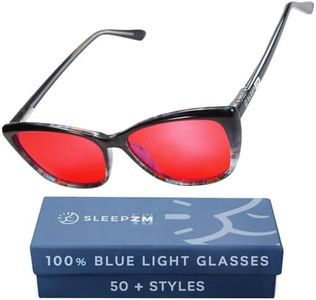 Sleep ZM Blue Light Blocking Glasses for Women + Men - Better Sleep + Anti Eye Strain Protection - Computer Screens & Gaming - Black Wayfarer - 100% Night-timeMax Red Lens