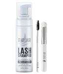 STACY LASH Eyelash Extension Shampoo & Brush / 3.38 fl.oz / 100ml / Eyelid Foaming Cleanser/Wash for Extensions & Natural Lashes/Safe Makeup Remover/Supplies for Professional & Self Use