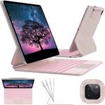 typecase Edge Magic Style Keyboard for iPad Air 13 (M2) 2024 & iPad Pro 12.9 Inch (6th/5th/4th/3rdGen)Click Anywhere Trackpad,11-Color Backlit,Centilever Design,Magnetic Keyboard case-Light Regal Pink