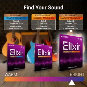 Elixir 80/20 Bronze Acoustic Guitar Strings – Bright Tone