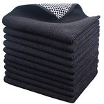 SINLAND Microfiber Dish Cloth for Washing Dishes Dish Washing Rags Best Kitchen Washcloth Cleaning Cloths Wash Cloths with Poly Scour Side 12Inchx12Inch10 Pack Black