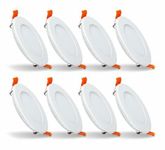 Crompton Star Slim 15-Watt LED Recessed Panel Ceiling Light (Pack of 8, Cool Day Light, Round)