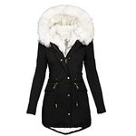 Women's Plus Size Winter Coats Warm Sherpa Parka Jacket Fleece Lined Parka Coat Casual Long Parkas with Furry Hood