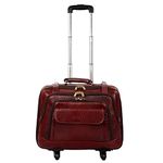 HYATT Leather Accessories I8 Inch Cabin Size Tan Leather Business Trolleys Laptop Roller Cases Backpacks