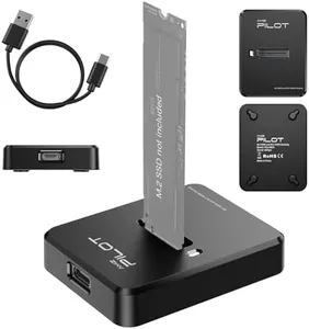 AMZPILOT M.2 NVMe & SATA to USB C Docking Station, M.2 SSD to USB A C Reader Adapter for Both M.2 (M Key, B+M Key) NVMe and SATA NGFF SSD Dock, Size for 2280 2260 2242 2230 22110 Enclosure - Plastic