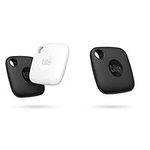 Tile Mate (2022) Bluetooth Item Finder, Pack of 2, 60 m finding range, Black/White & Mate (2022) Bluetooth Item Locator, 60m Range, Works with Alexa and Google Home, Black