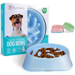 Purrfects Slow Feeder Dog Bowl (Sky Blue) - Anti Choke, Anti Bloat - Dog slow feeder dog feeders to slow feeding dog bowls