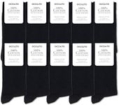 Occulto Men's 100% Cotton Socks Pack of 10 - 20 (Model: Ingo), 10 Pairs | Black, 47-50