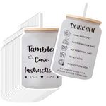 Sureio 200 Pieces Tumbler Cup Cards, Cup Care Instructions Cards, Tumbler Care Cards, Cup of Care Mug Insert for Business, Customer Directions Cards, Online Shop Package Insert (Delicate Style)