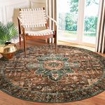 Moynesa Ultra-Thin Washable Round Rug - 6ft Large Dining Room Round Area Rug, Vintage Living Room Mat Stain Resistant Office Carpet for Bedroom Mudroom Kitchen Apartment Basement Foyer