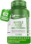 Whole Food Multivitamin for Teens (Boys & Girls) Kids & Children Plant Based with 62 Superfoods Raw Veggies, Fruits Vitamin Complex Supplement Vegan & Vegetarian 60 Capsules