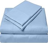 100% Egyptian Giza Cotton Bed Sheet Sets, My-Giza-Dream-Sheets-and-Pillow - 4-PCs 16 Inch Deep-Pocket Heavy Egyptian Giza Bedsheet Sateen Weave for Soft Silky Feel - [King, Light Blue Solid]