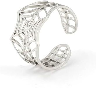 kkjoy Anello di Ragnatela in Acciaio Inox Anelli Aperti Regolabili da Dito Gioielli di Halloween Per Donne Uomini