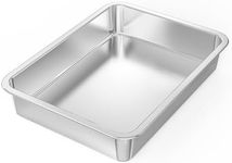 only fire Stainless Steel Baking Pan, Rectangular Cake Pan Cookie Sheet Pan Barbeque Grill Pan for Baking Breads, Grilling Chicken, Vegetables, Dishwasher Safe,15.5’’×11.6’’×2.7"