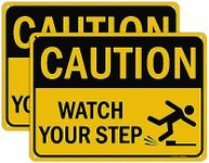 GicnKeuz Caution Watch Your Step Sign,10 x 7 Inches Safety Sign,Reflective Aluminum, Fade Resistant/Waterproof, Indoor or Outdoor Use (2-Pack)