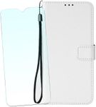 NEOYUKL Wallet Case for AT&T Calypso 4 (6.10 inches),Wallet Leather Phone Case with Magnetic Closure Credit Card Slots+for AT&T Calypso 4 Screen Protector（1 Pack） White