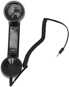 Retro Telephone Handset, Handheld Mobile Phone Receiver Mic Microphone Speaker, Radiation Proof Handset Receivers Headphones for Mobile Phones Cell Phone Smartphone (Black)