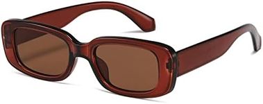 kimorn Rectangle Sunglasses for Women Men Trendy Retro Fashion Sun Glasses 90’s Vintage UV 400 Protection Square Frame K1200, Brown Frame Brown Lens, One Size Fits All