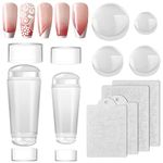 EBANKU 2PCS Clear Nail Stamper, Double Sided Silicone Jelly Stampers with 4PCS Scrapers and 4PCS Silicone Replace Nail Art Stamper Heads for Manicure Tools (2PCS)