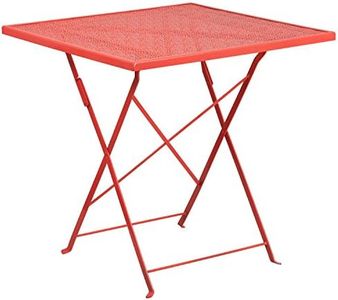 Flash Furniture Oia Commercial Grade 28" Square Coral Indoor-Outdoor Steel Folding Patio Table