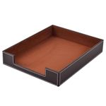 Leather Letter Tray, Office Supplies Desk Organizer for Mail Paper Files Magazines Jewelry Cosmetics,Luxury Letter Holder&Multipurpos Stackable Office Desktop Storage Box,Coffee