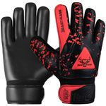 BEAST RAGE Goalkeeper Gloves for Kids Boys Youth,Soccer Goalie Gloves Kids with Double Wrist Support,Strong Grip Double Padded Palm football gloves boys (Red, Size 5 suitable for 9 to 12 Years old)