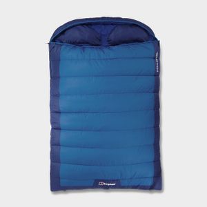 Berghaus Double Sleeping Bag with Built-in Pillow – Waterproof, 2-3 Season, Blue