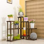 Sharpex Wood Plant Floor Mount Tiered Shelf Display Rack With Multi Shelves, Brown, 1 Plant Stand, 1 Screw Kit, 1 Instruction Manual