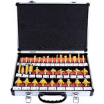 Aussel 35PCS 12.7mm 1/2 Inch Shank Tungsten Carbide Tipped Router Bits Set, Woodworking Milling Cutter Tools for Electric Router Trimmer with Storage Case