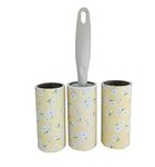 House of Quirk Lint Rollers Brush Reusable Sticky Picker Cleaner Roller Easy-Tear Sheets Pet Hair Lint Roller 10cm Sheet Set of 3 Rolls 180 Sheets, 60 Sheets Each roll - Mustard Flower