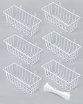 SEMPOMA 6 Pack White Wall Grid Panel Hanging Wire Basket, Wall Baskets with Hooks for Organizing, White Metal Grid Panel Accessories, Grid Wall Shelf