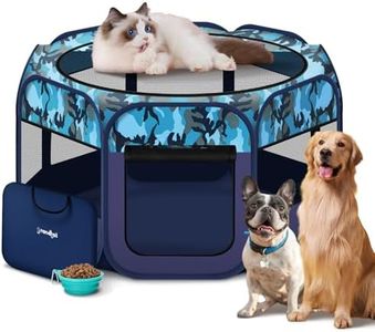 Dog Playpen, Pet Playpen, Portable Cat Playpen, Pop Up Foldable Puppy Playpen Exercise Kennel Tent with Carry Case Collapsible Bowl,Water-Resistant Shade Cover for Indoor Outdoor Travel (Extra Large)