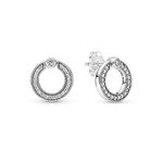 Pandora Signature logo sterling silver reversible stud earrings with clear cubic zirconia