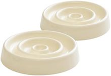 Havniva Ceramic Slow Cat Feeder Bowl for Cat, Slow Cat Food Bowl, Pet Slowe Feeder Bowl, Circle Shape. (Bowl x 2 -Cream, 6inch)