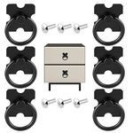 DASHUAIGE 6 Pieces Vintage Drawer Knobs Pulls Handles, Decorative Furniture Door Drawer Handles and Ring Pull with Screws for Cabinet Wardrobe Cupboard Dresser (Black)